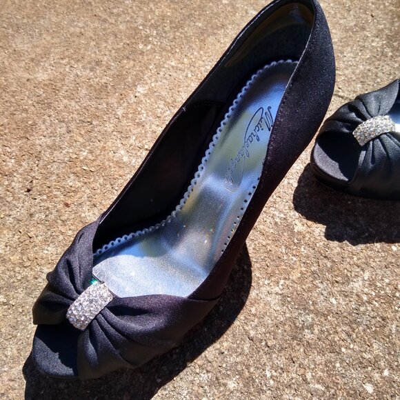 Black Michaelangelo Heels with Shimmering Silver Buckle - Picture 9 of 11